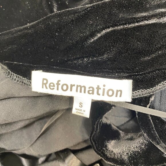 Reformation Women’s Velvet Halter Mini Dress Size S Black — Open Back, Soft - Picture 9 of 9
